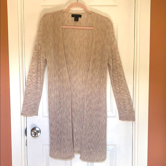 Linen and Cotton Neutral Knit Long Open Cardigan Duster Size Medium - Picture 1 of 6